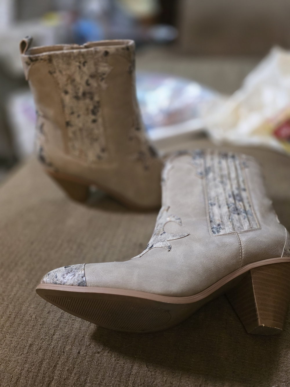 Cato Taupe Western-Style Ankle Booties